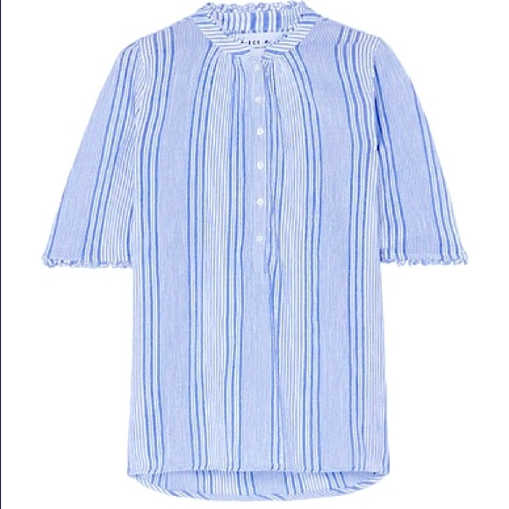 Apiece Apart Blue and White Striped Button Shirt Blouse Top, size 4